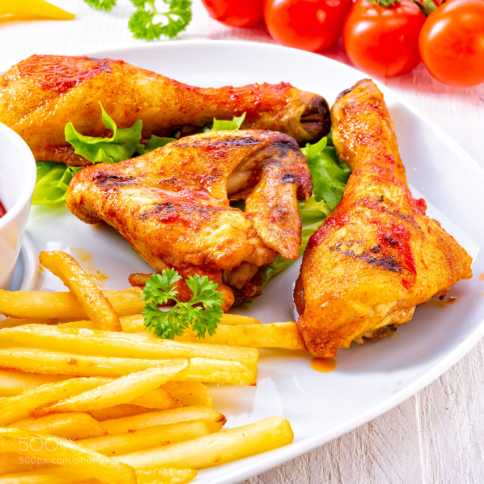 Nikon D810 sample photo. Grilled chicken wings,legs,chips and photography