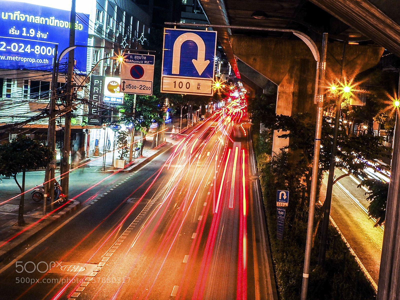 Olympus OM-D E-M10 sample photo. Light trails in sukhumvit photography