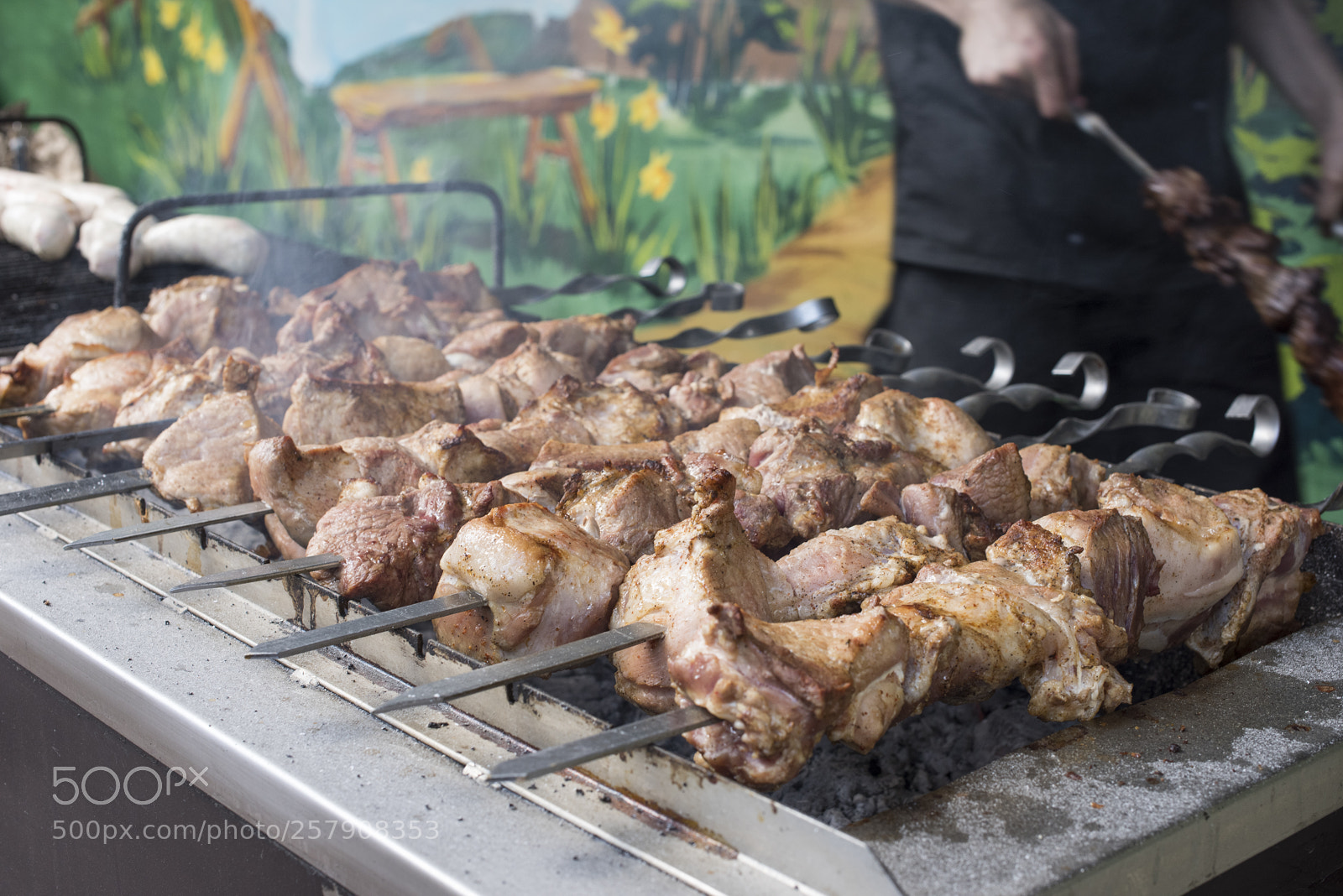 Nikon D810 sample photo. Meat grilling at outdoor photography