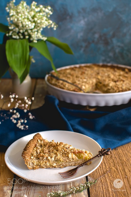 Nikon D5200 sample photo. Rhubarb pattisiere tart photography