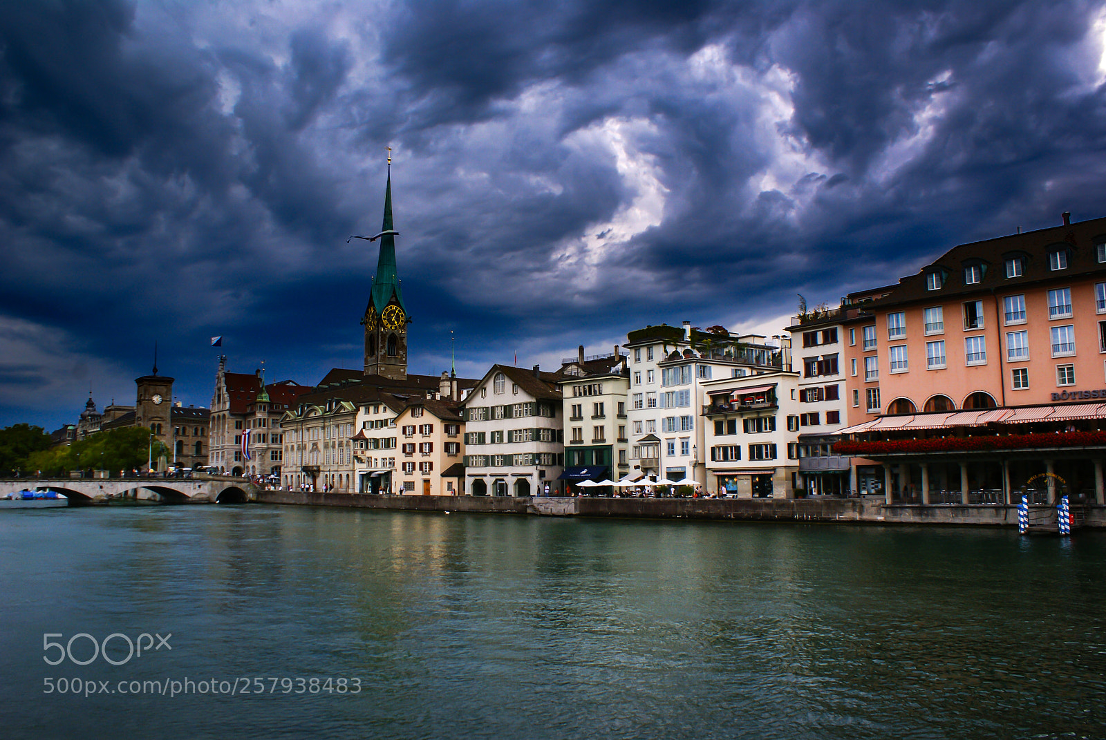 Sony Alpha DSLR-A300 sample photo. Dark sky over zurych photography