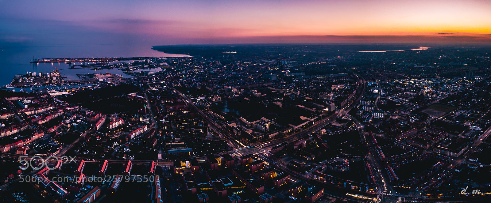 DJI FC220 sample photo. Aarhus sunset from above photography