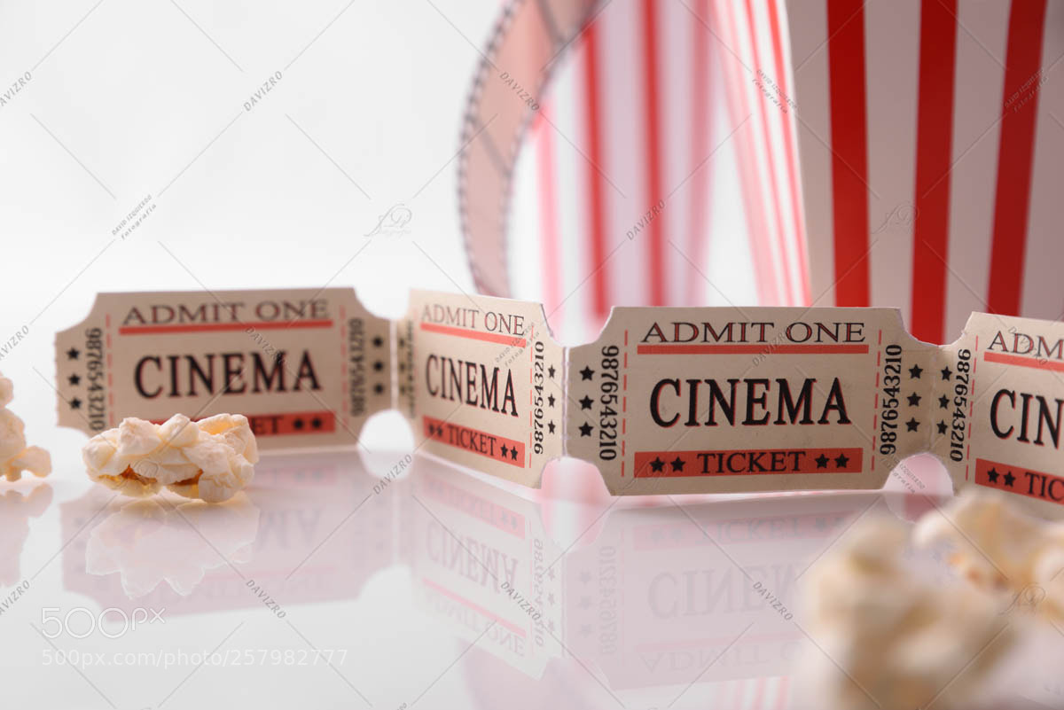 Nikon D810 sample photo. Cinema ticket and popcorn photography