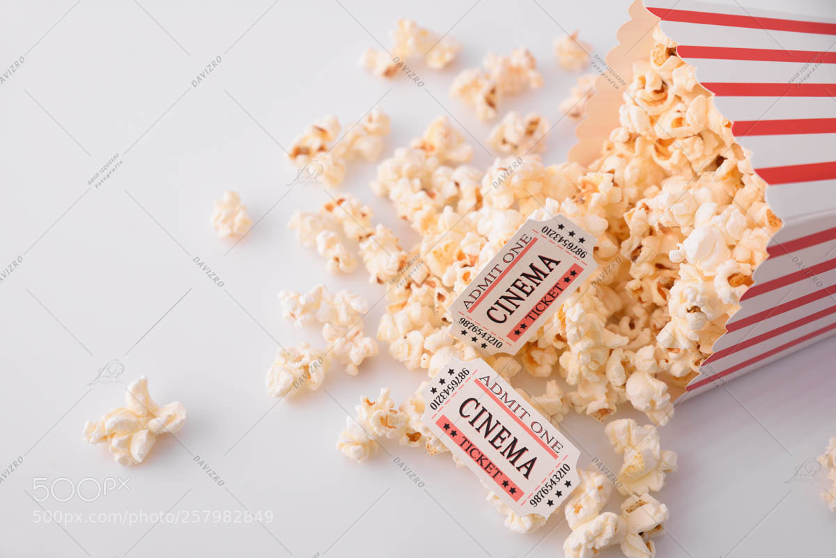 Nikon D810 sample photo. Popcorn and movie tickets photography