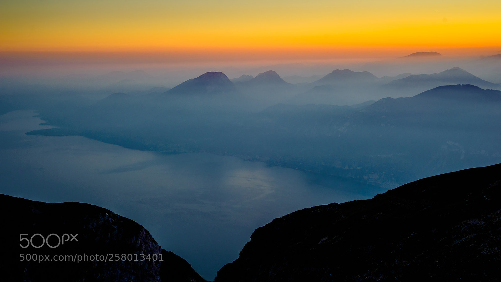 Nikon D700 sample photo. Sunset on garda lake photography