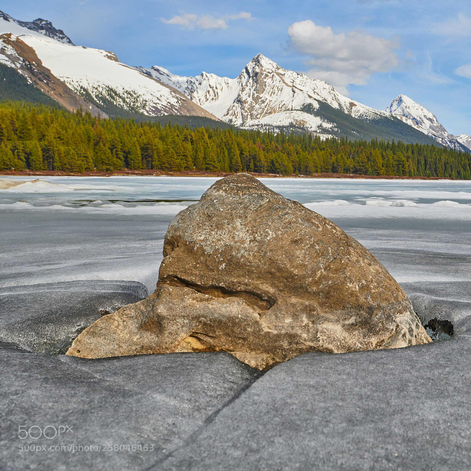 Nikon D850 sample photo. Rock in ice maligne photography