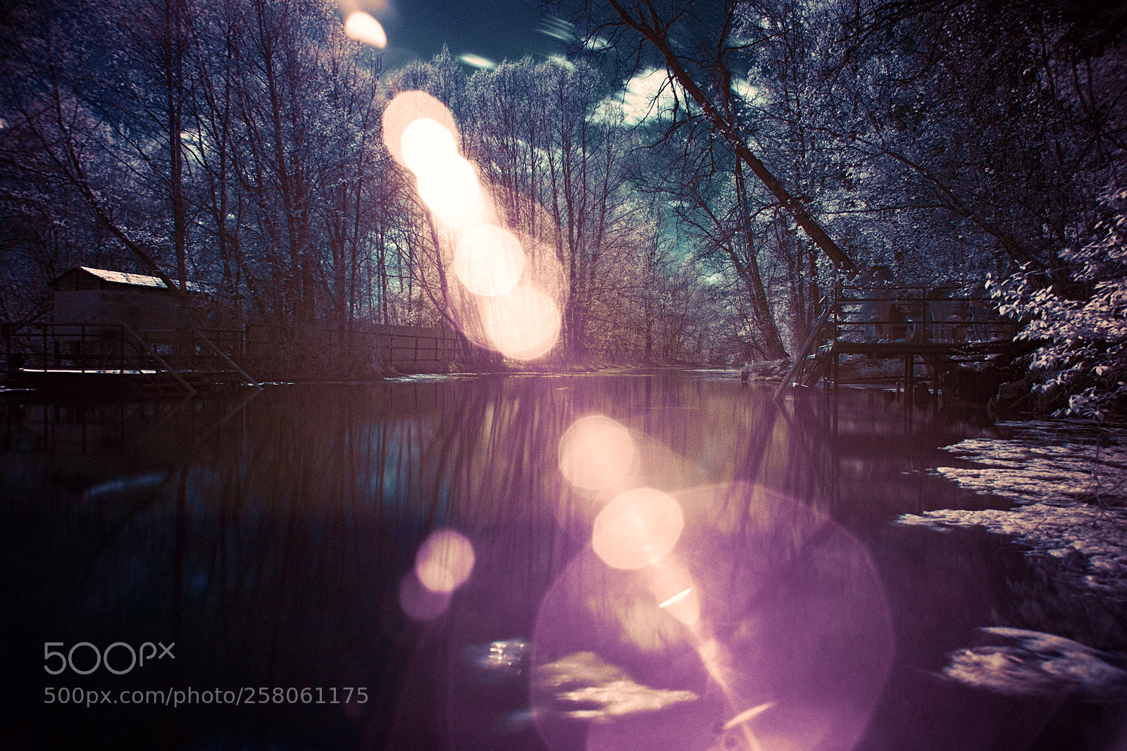Canon EOS 5D Mark II sample photo. Blue lake in infrared photography