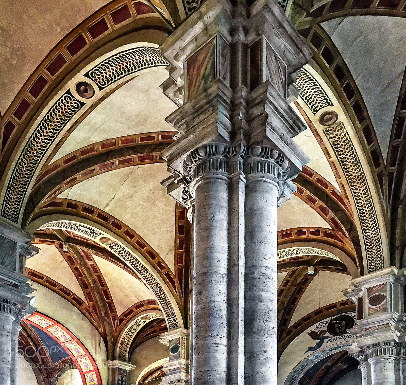 Apple iPhone 6 sample photo. Pienza duomo ceiling detail photography