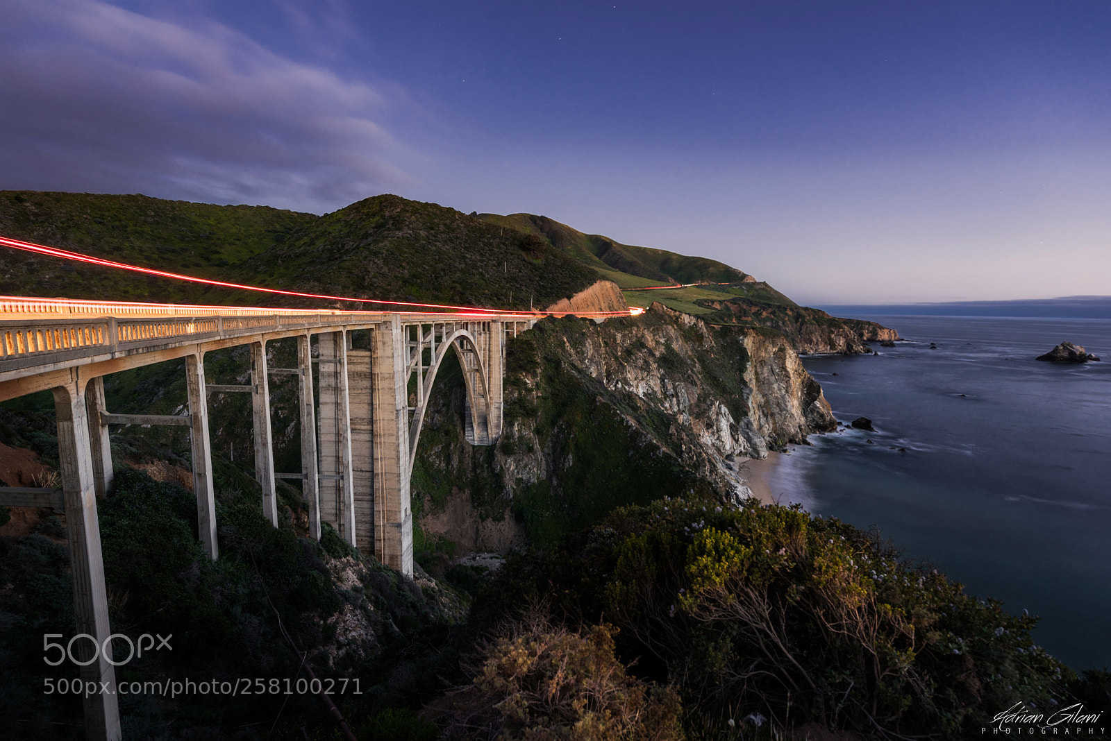 Nikon D750 sample photo. Bixby bridge at night photography
