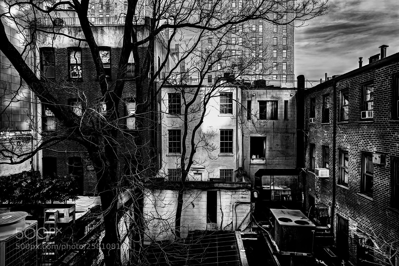 Sony a6300 sample photo. Backs of brownstone apartments photography
