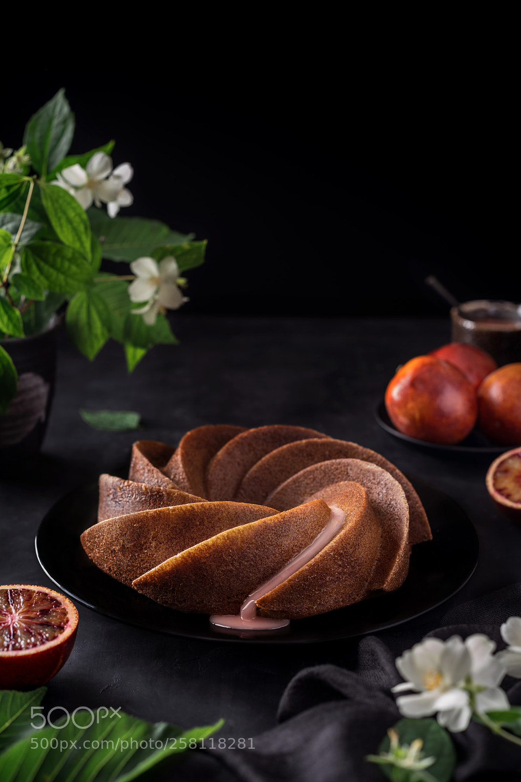 Sony a7R II sample photo. Blood oranges cake photography