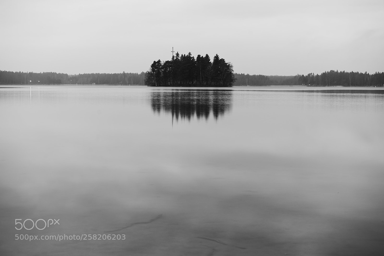 Sony a7 sample photo. Island on foggy lake photography