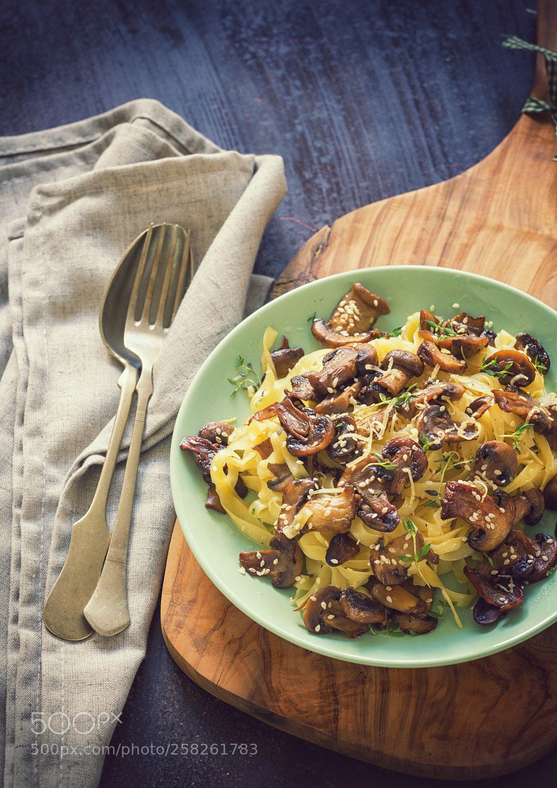 Sony a6300 sample photo. Tagliatelle with grilled mushrooms photography