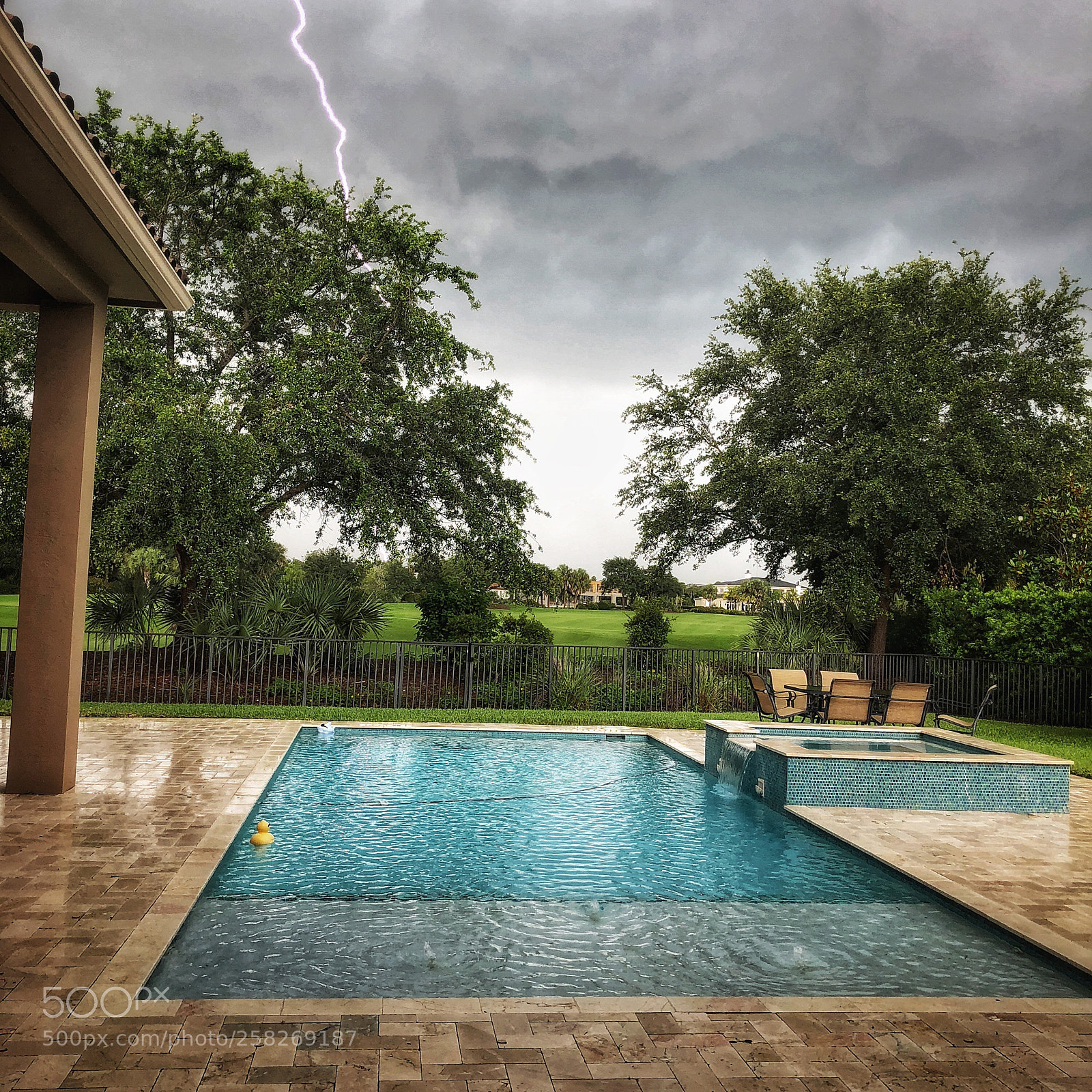 Apple iPhone X sample photo. Backyard lightning strike, parkland photography