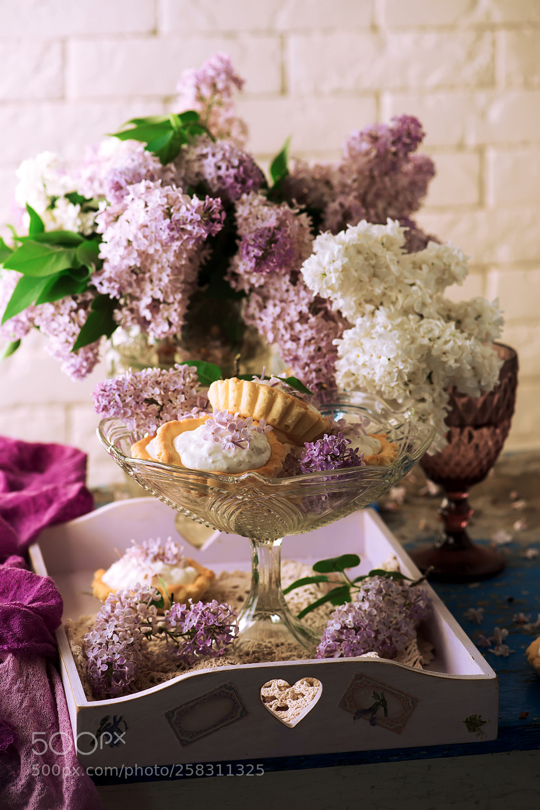 Nikon D610 sample photo. Lilac cream tarts..style vintage photography