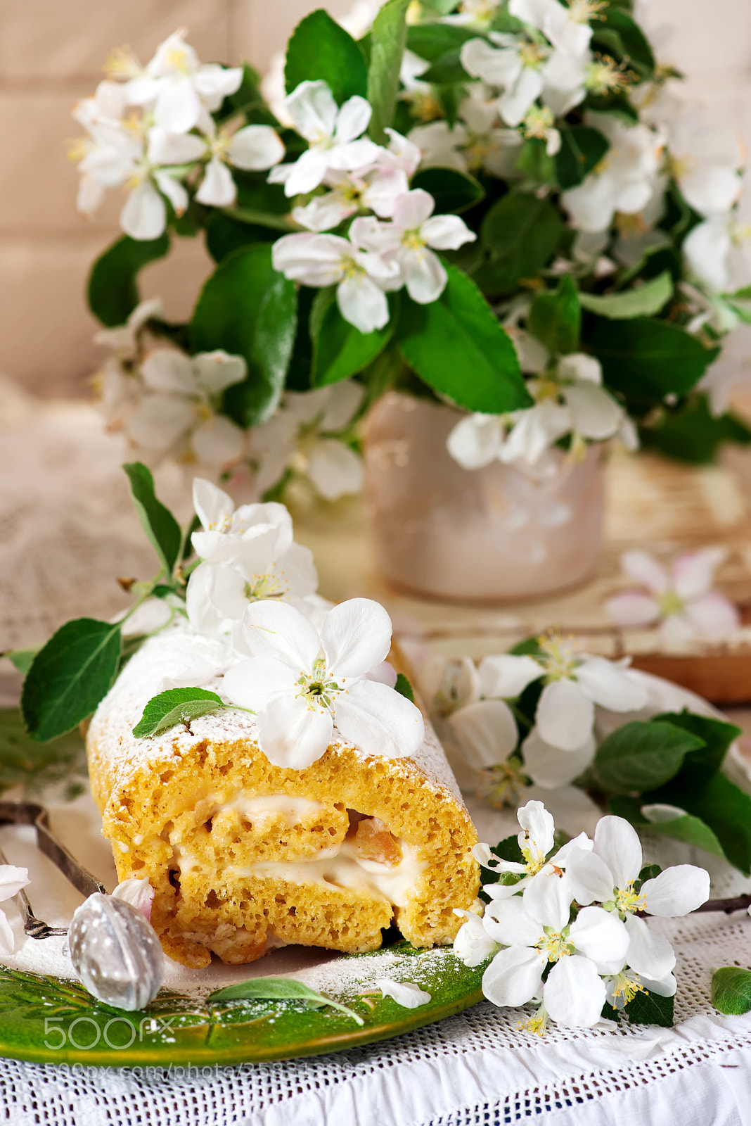 Nikon D610 sample photo. Cinnamon apple cake roll photography