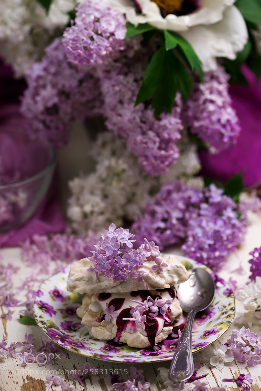 Nikon D610 sample photo. Lilac and blackberry pavlovas..style photography