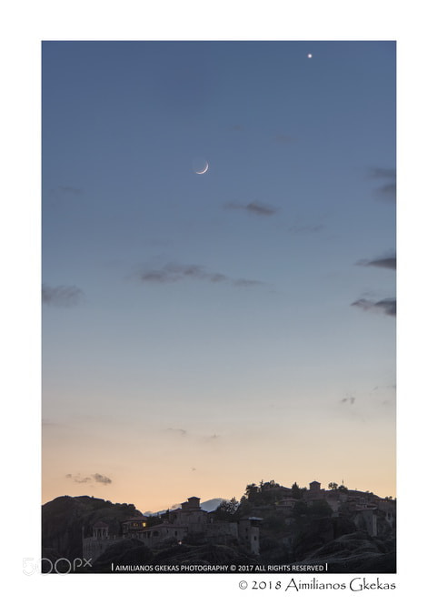 Canon EOS 760D (EOS Rebel T6s / EOS 8000D) sample photo. Young moon and venus photography