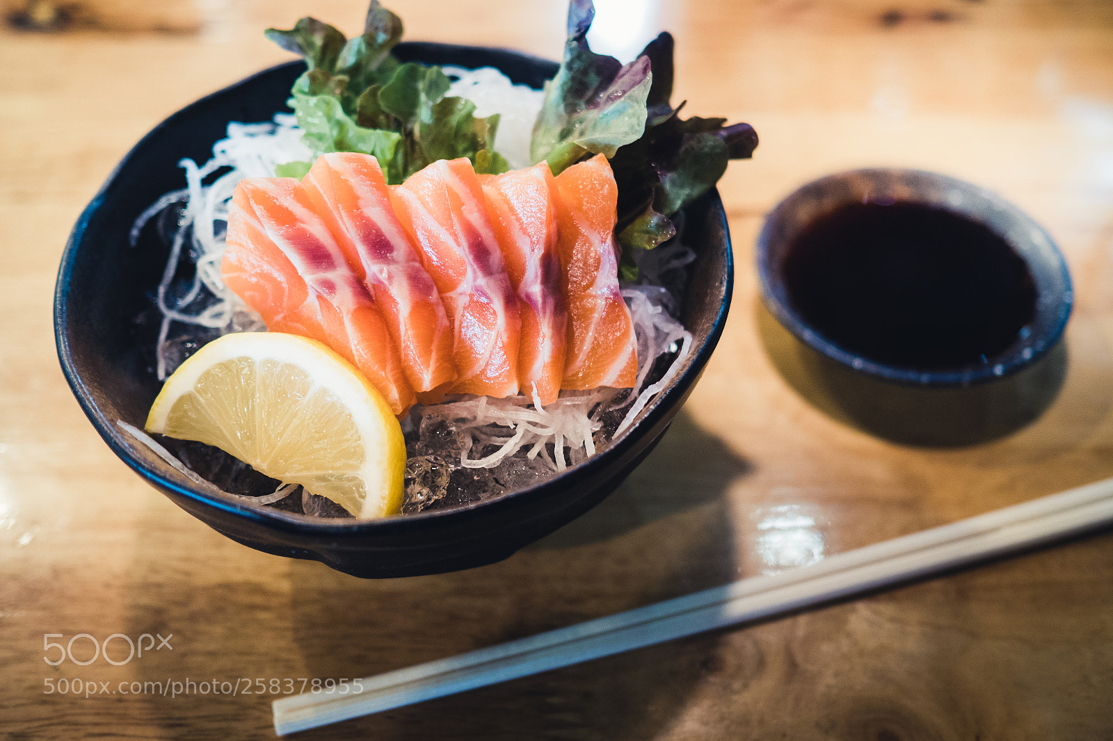 Olympus PEN-F sample photo. Japanese food raw salmon photography