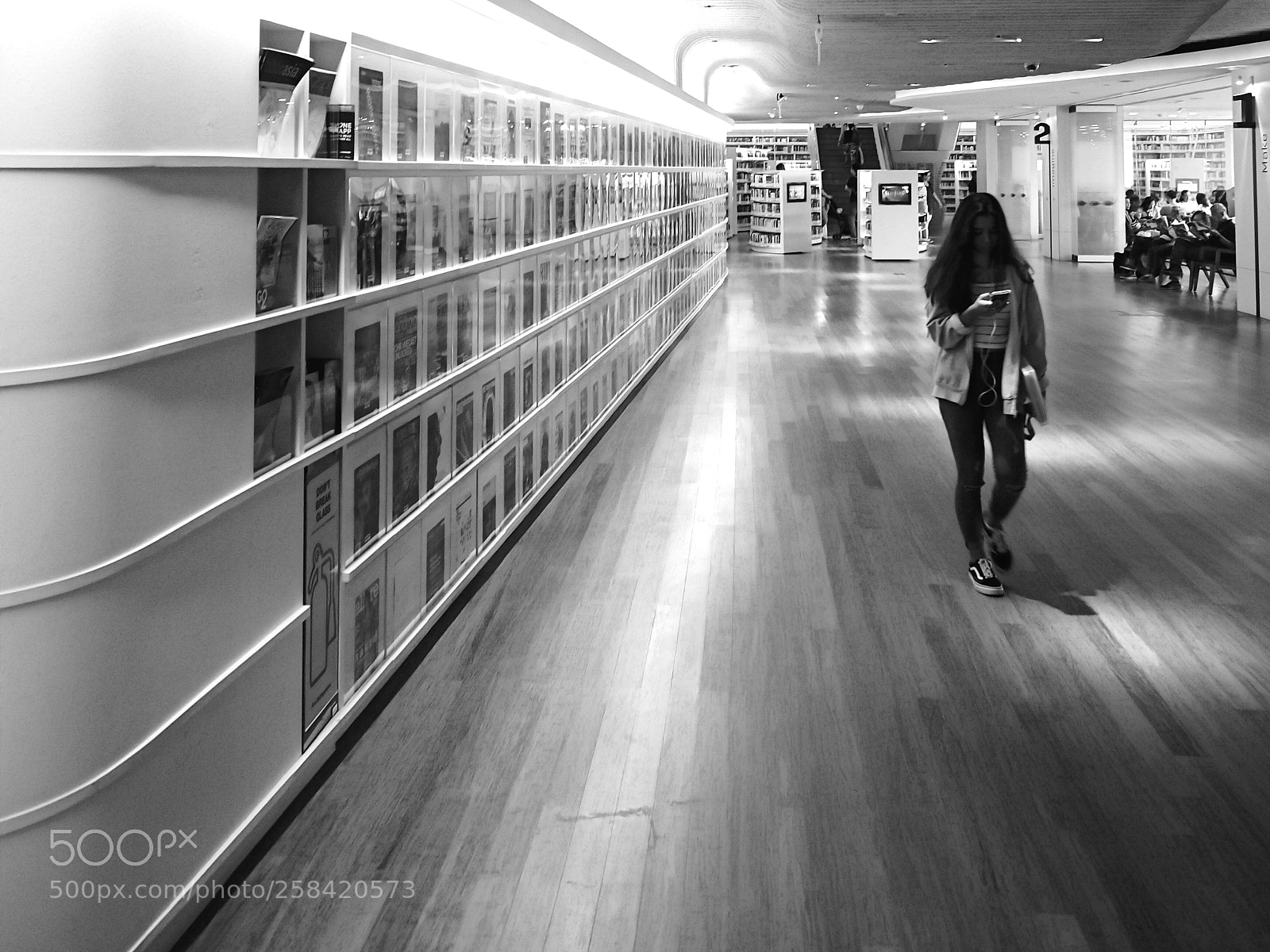 Olympus OM-D E-M5 II sample photo. Library, monochrome photography