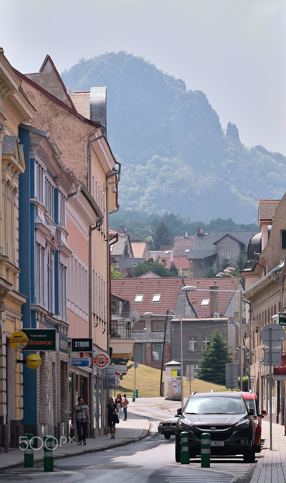 Nikon D5300 sample photo. Bilina, czech republic - may 12, 2018: cars, people, historical houses in seifertova street and... photography
