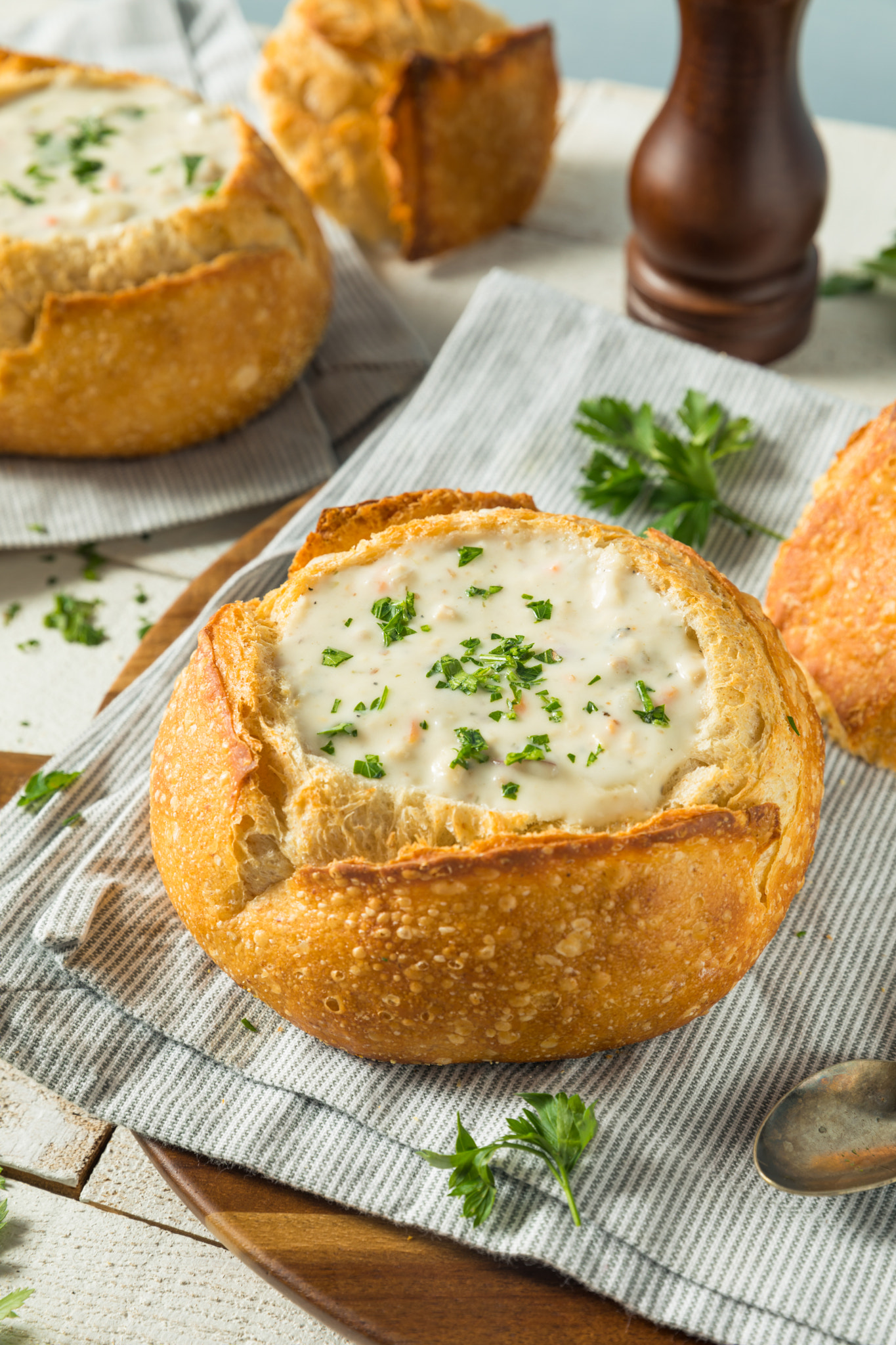 New England Clam Chowder in a Bread Bowl