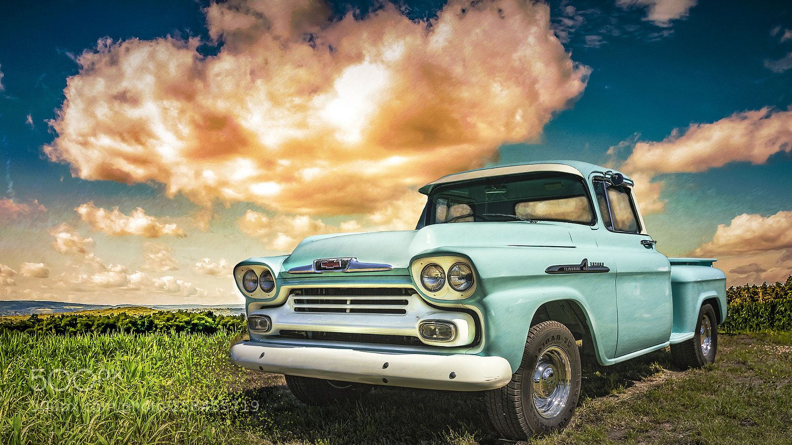 Canon EOS 5D Mark II sample photo. Chevrolet turquoise photography