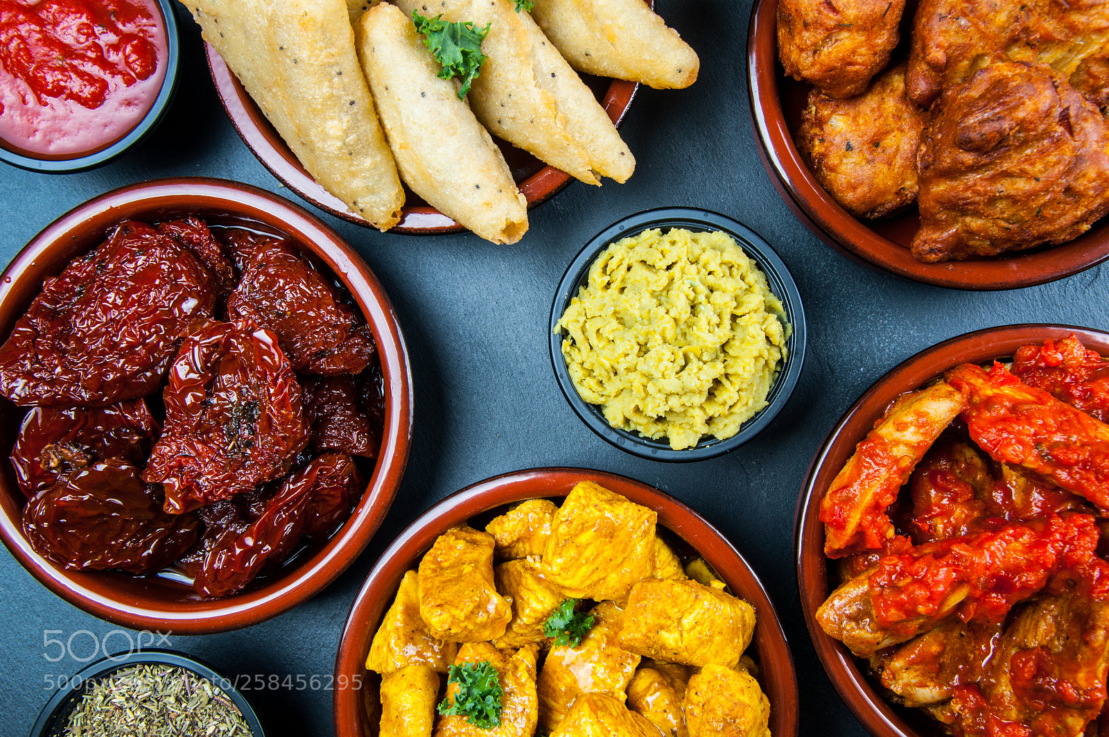 Nikon D90 sample photo. Indian snacks in bowls photography
