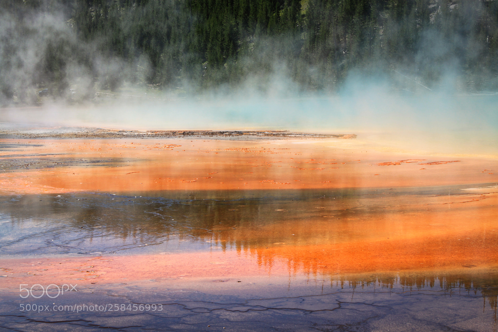Canon EOS 500D (EOS Rebel T1i / EOS Kiss X3) sample photo. Grand prismatic spring reflections photography