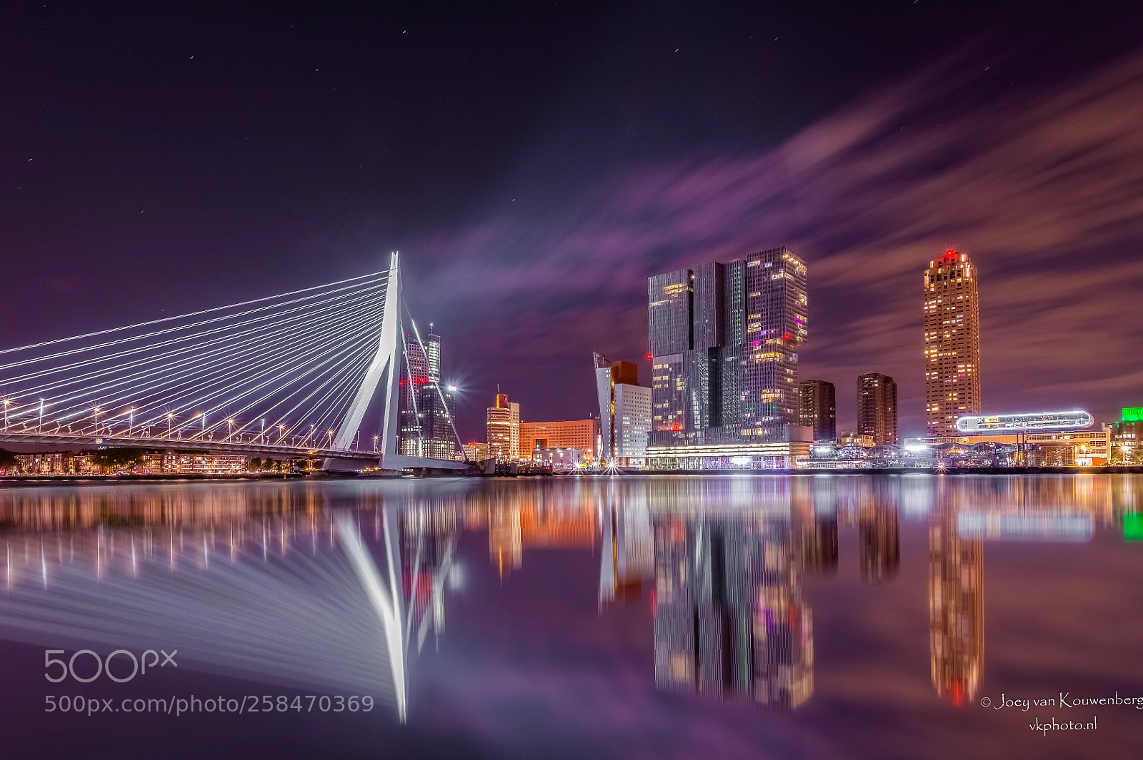 Nikon D5200 sample photo. Erasmusbrug rotterdam at night photography