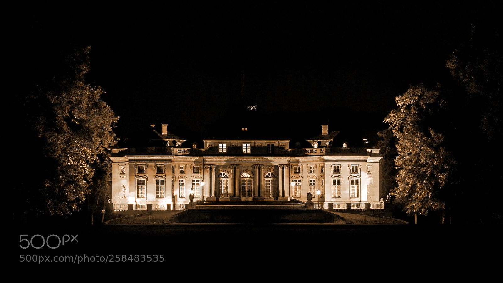 Fujifilm X-T2 sample photo. Monrepos castle sepia night photography