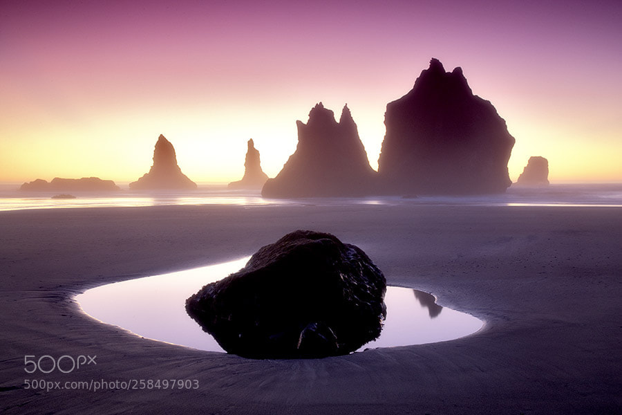 Canon EOS-1Ds Mark III sample photo. Monolith sea stacks reflecting photography