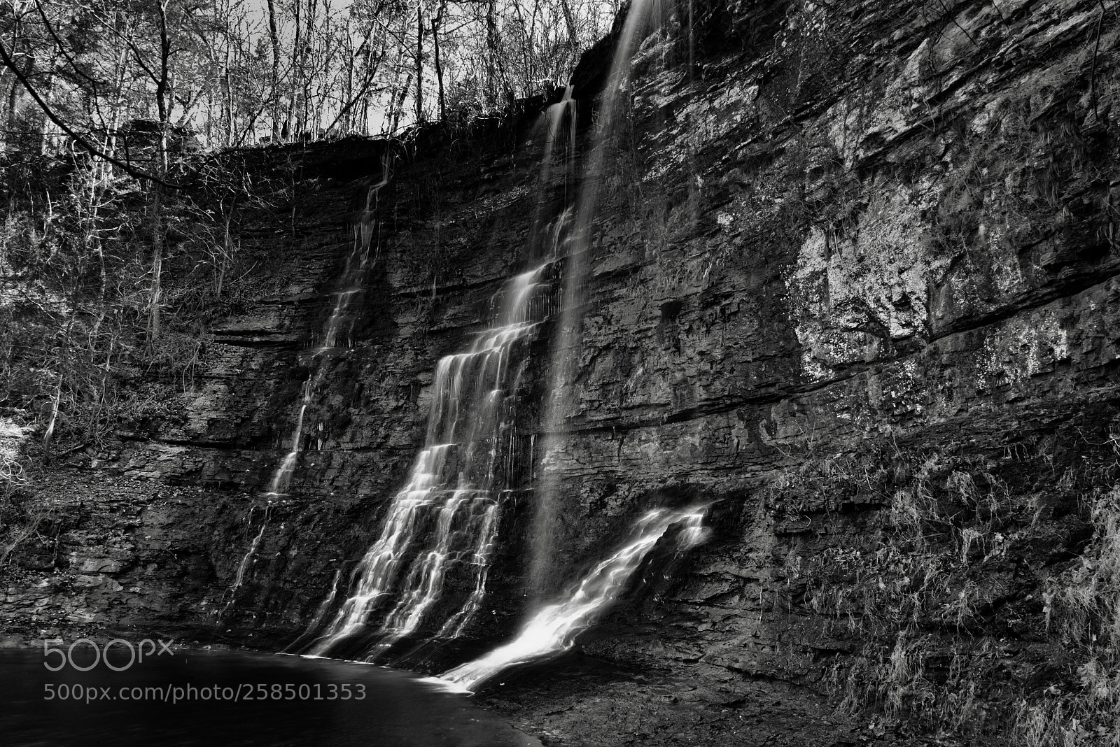 Nikon D800E sample photo. Triple falls (black & white) photography