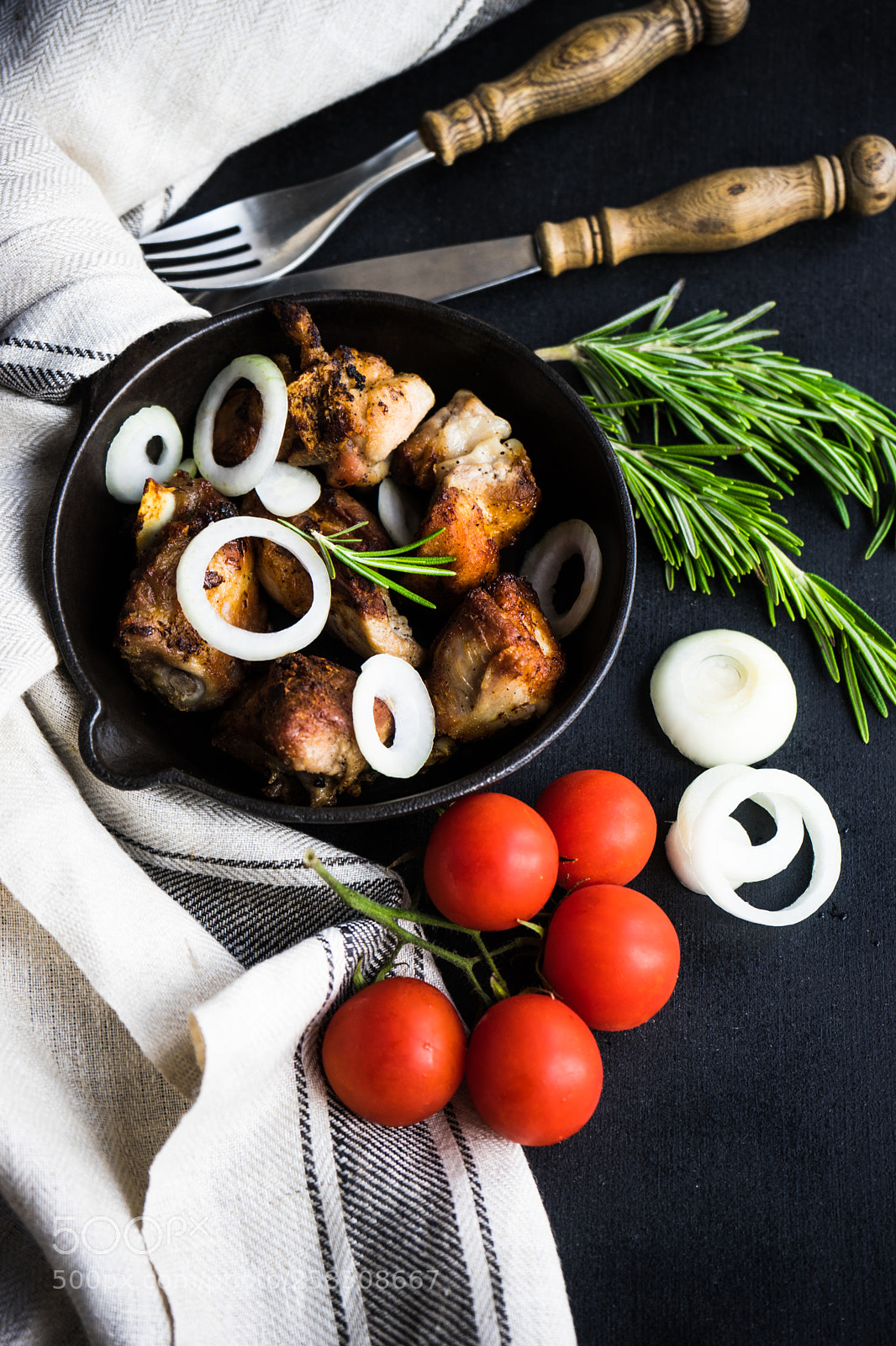 Sony a7 sample photo. Grilled meat on pan photography