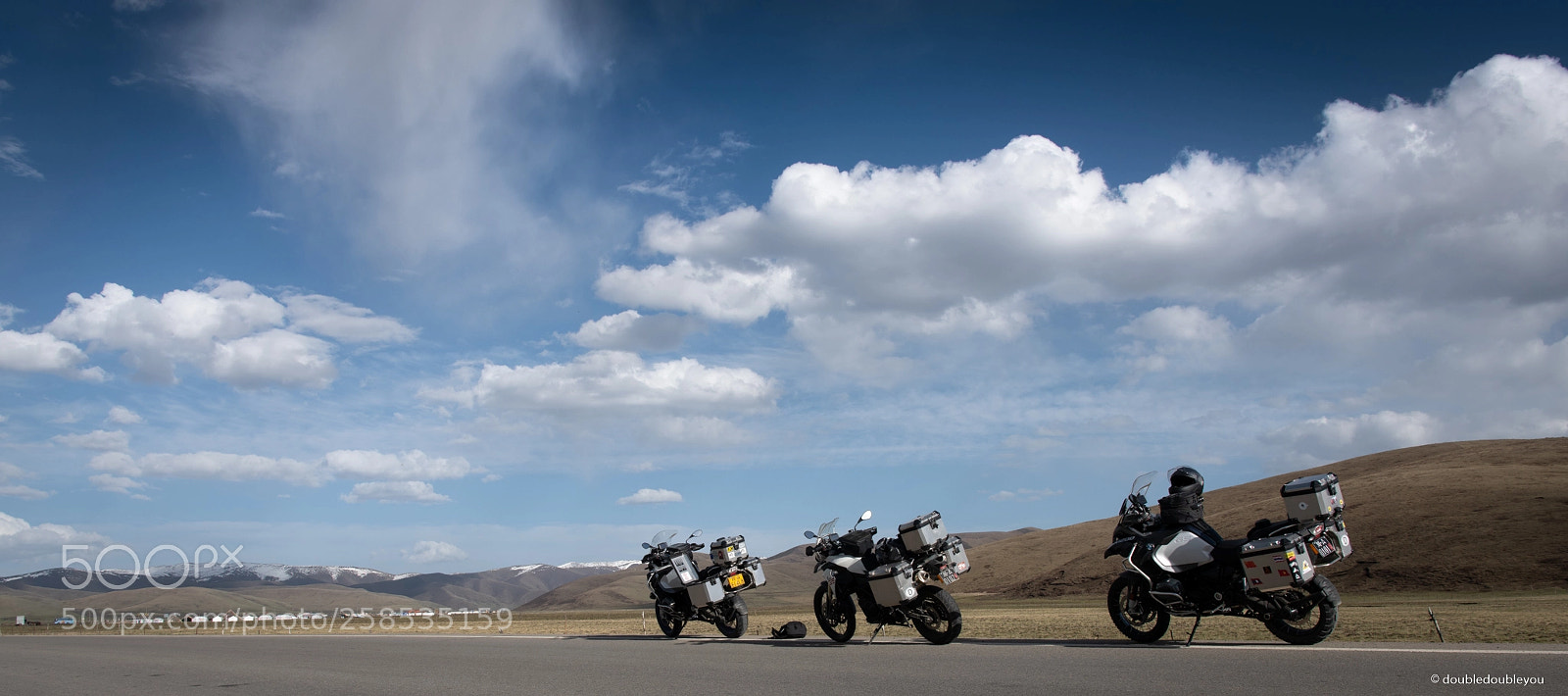 Nikon D850 sample photo. Motorbikes on tibetan grassland photography