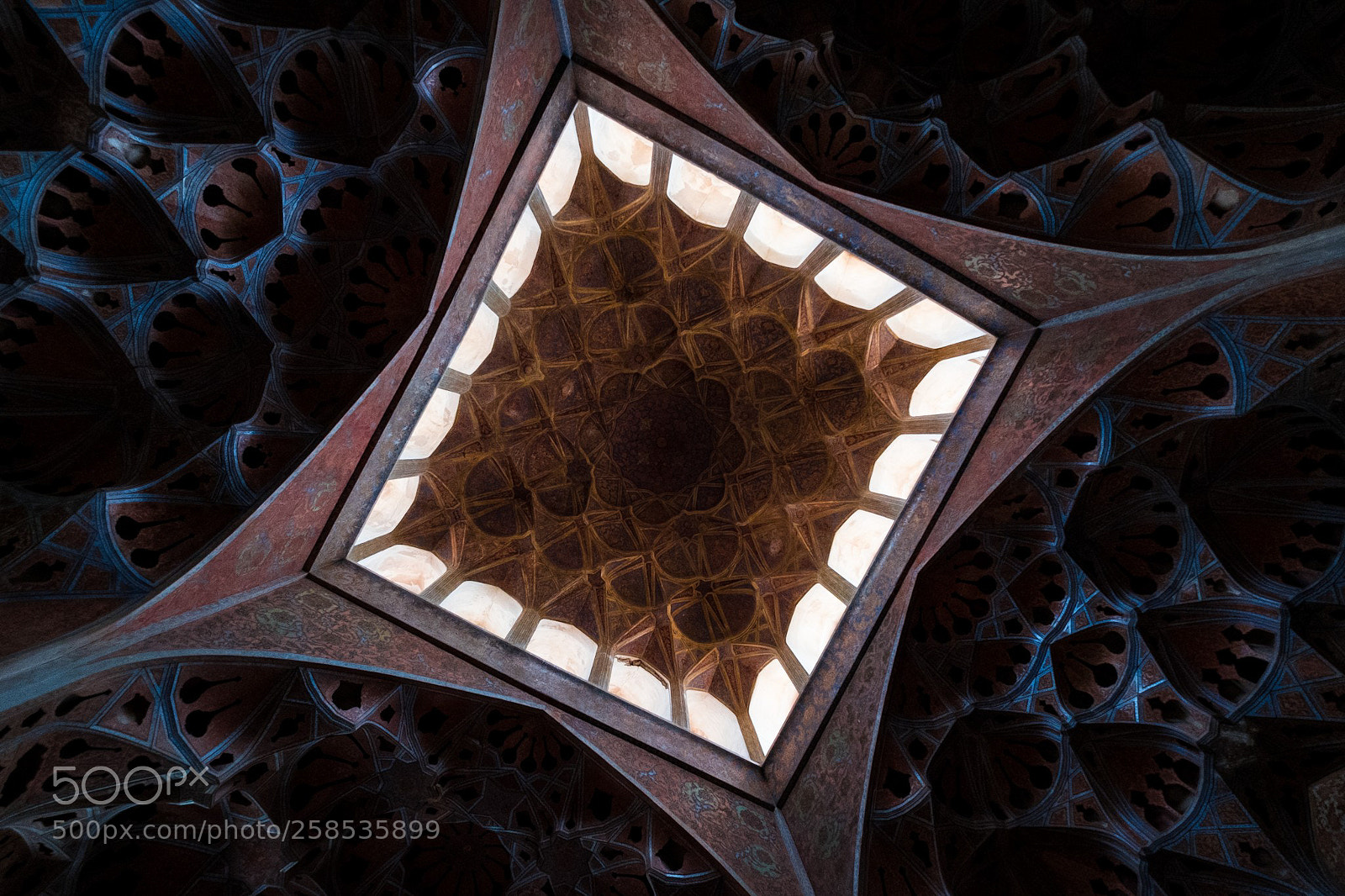 Fujifilm X-T2 sample photo. Isfahan qapu palace ceiling photography