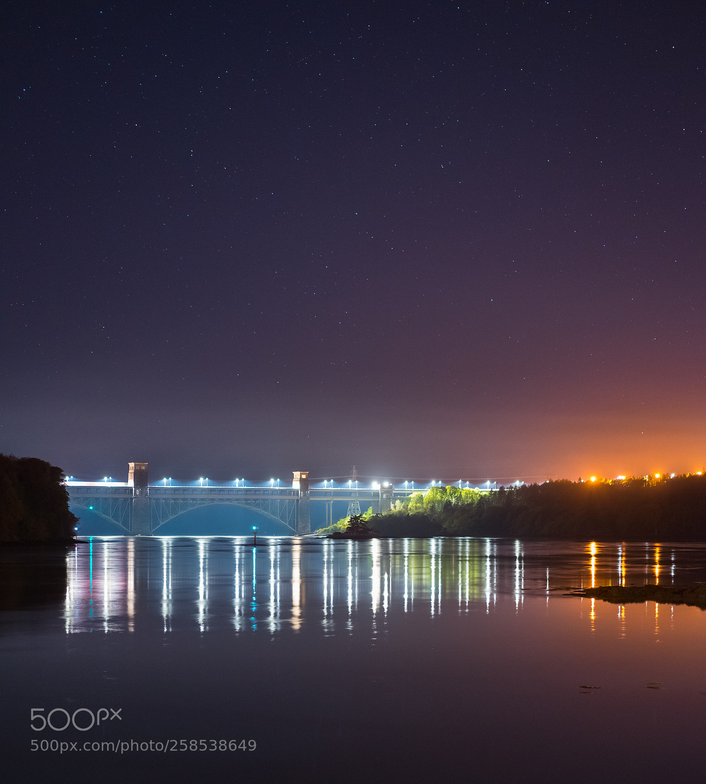 Sony a7 II sample photo. Stars over britannia bridge photography