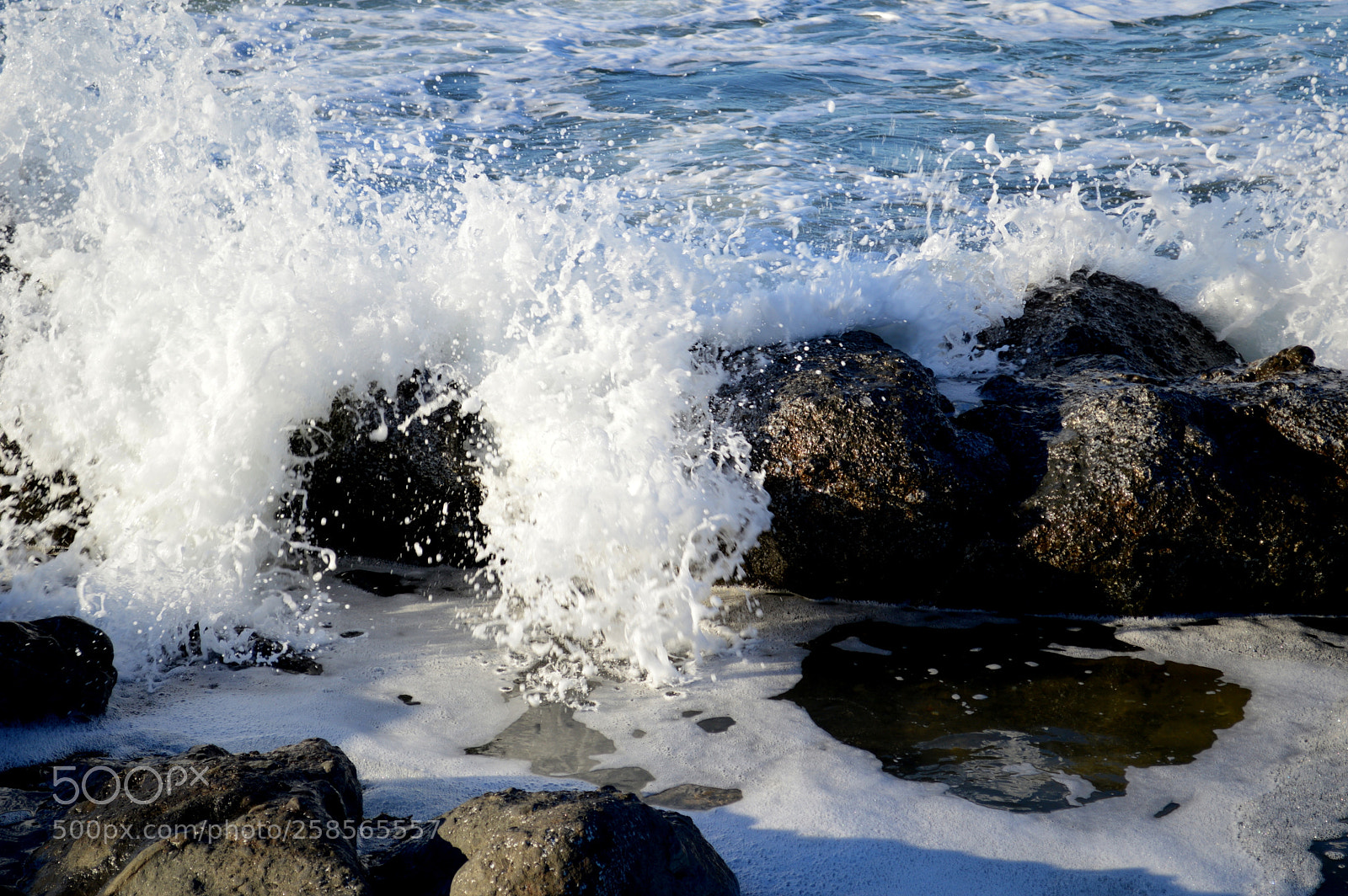 Nikon D3200 sample photo. Ocean splash on rocks photography