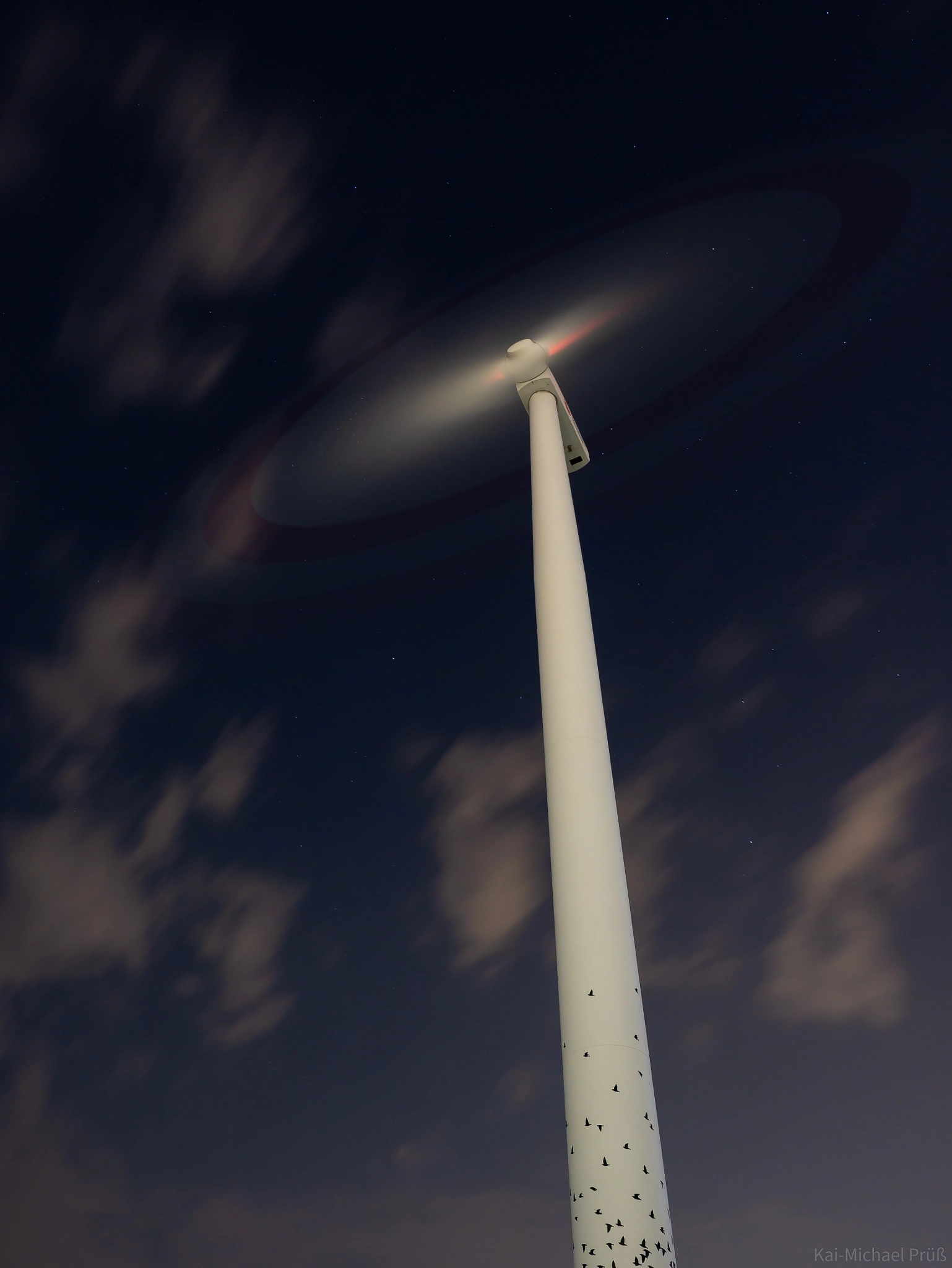Panasonic DMC-G81 sample photo. Wind turbine at night photography