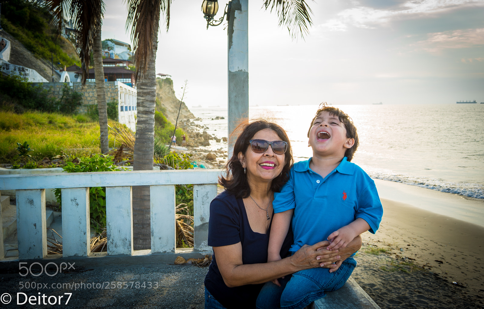 Sony a7S II sample photo. Beach grandma and grandson photography