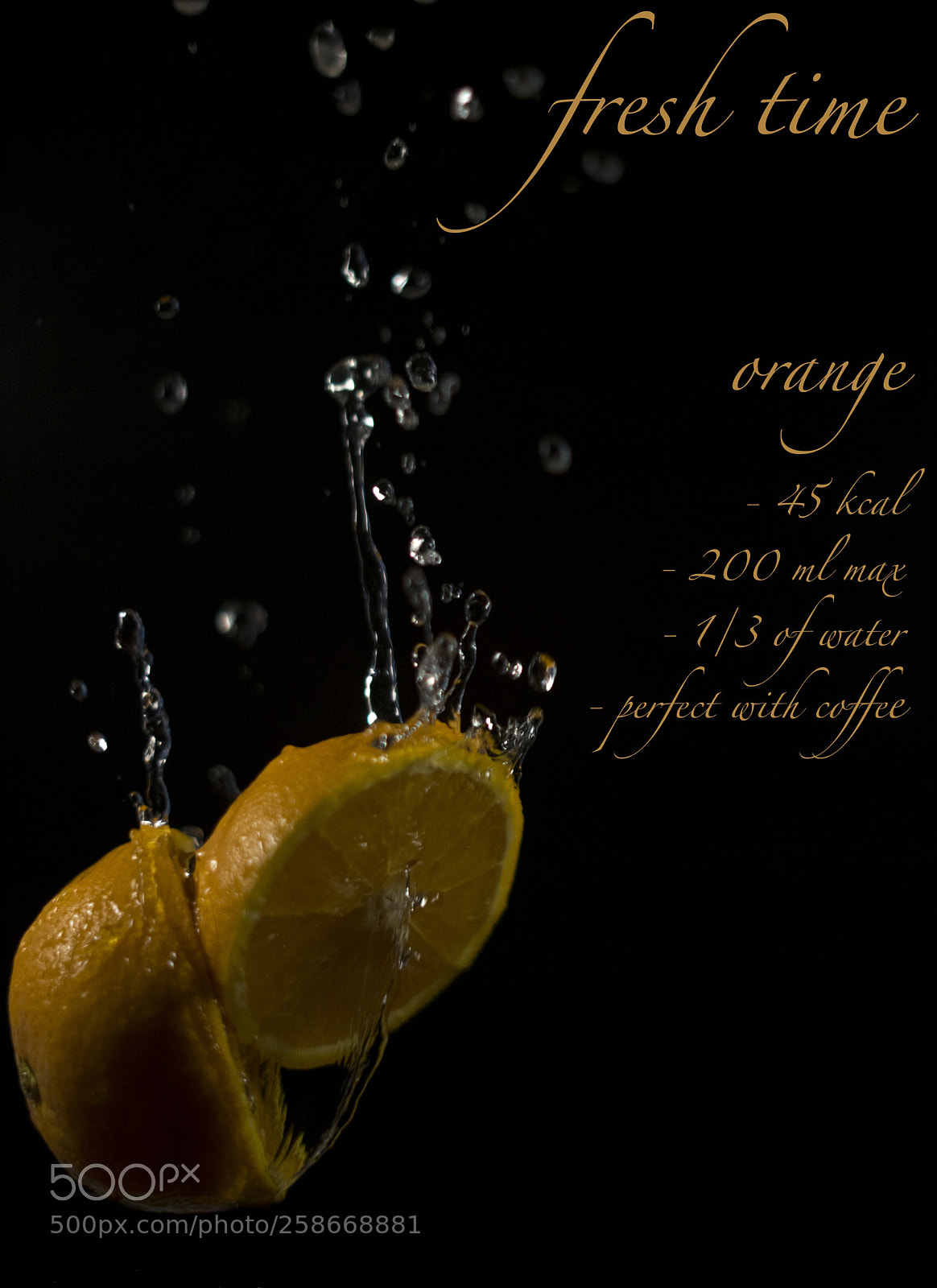 Sony a7 sample photo. Orange with water drops photography