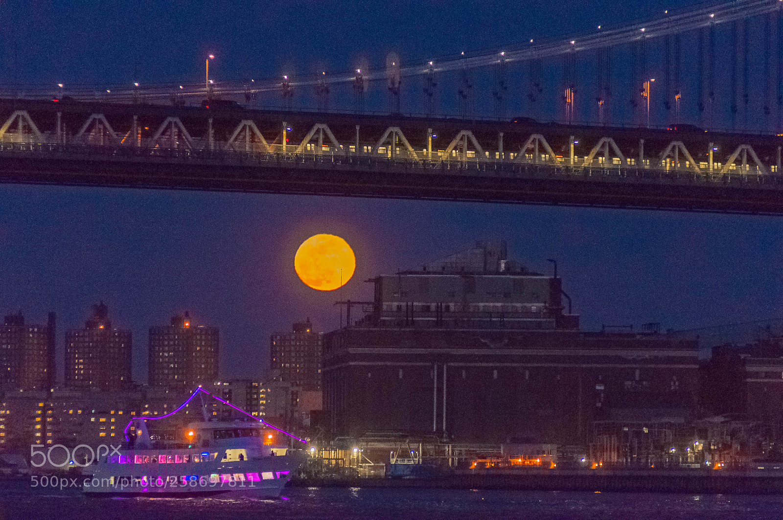 Nikon D90 sample photo. Manhattan bridge blue moon photography