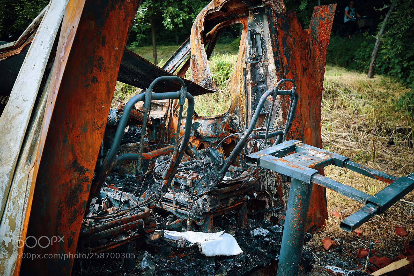 Sony a7 sample photo. Burnt out camper van photography