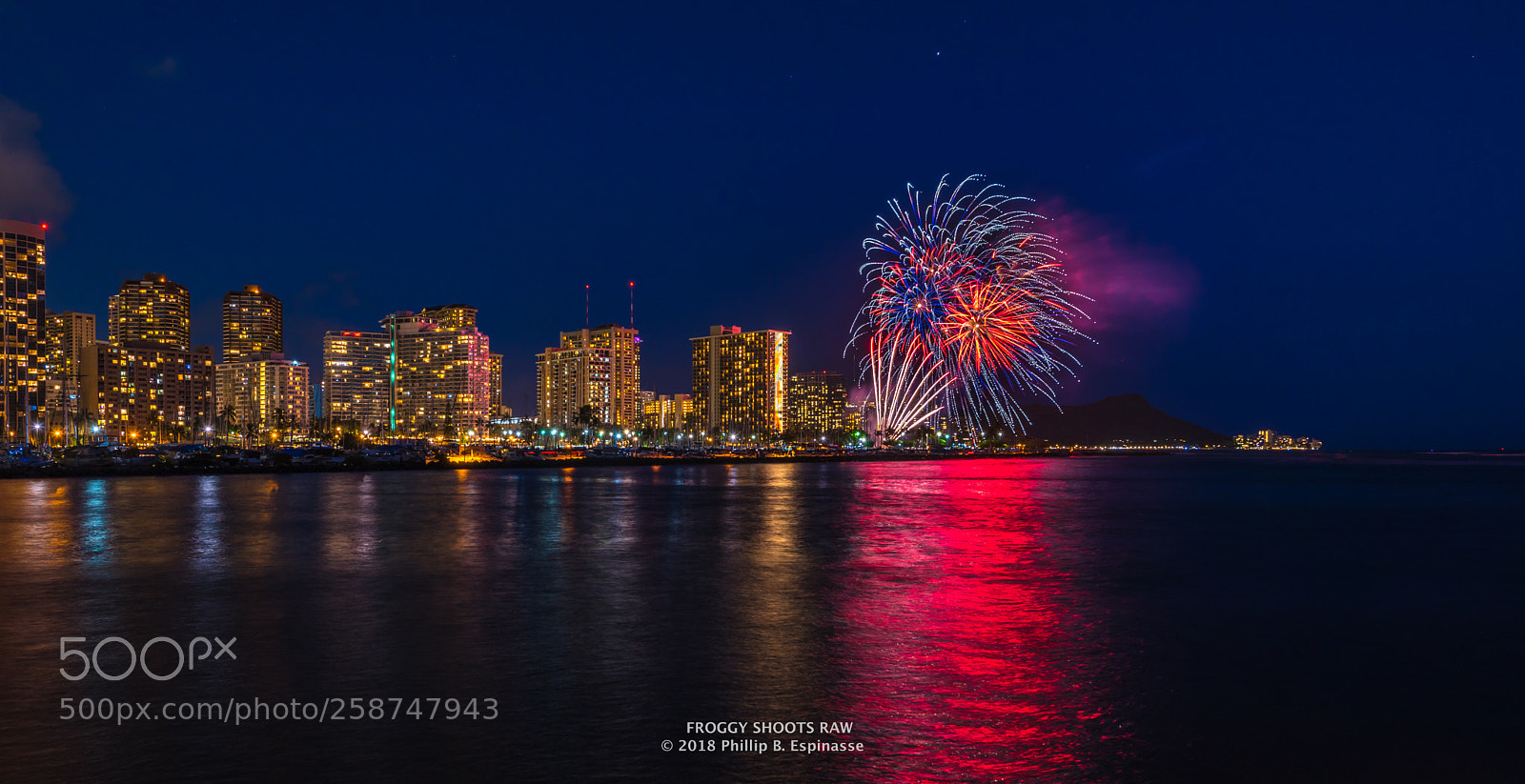 Nikon D750 sample photo. Waikiki fireworks light up photography