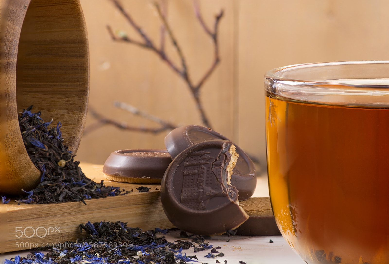Nikon D610 sample photo. Tea with blue petals photography
