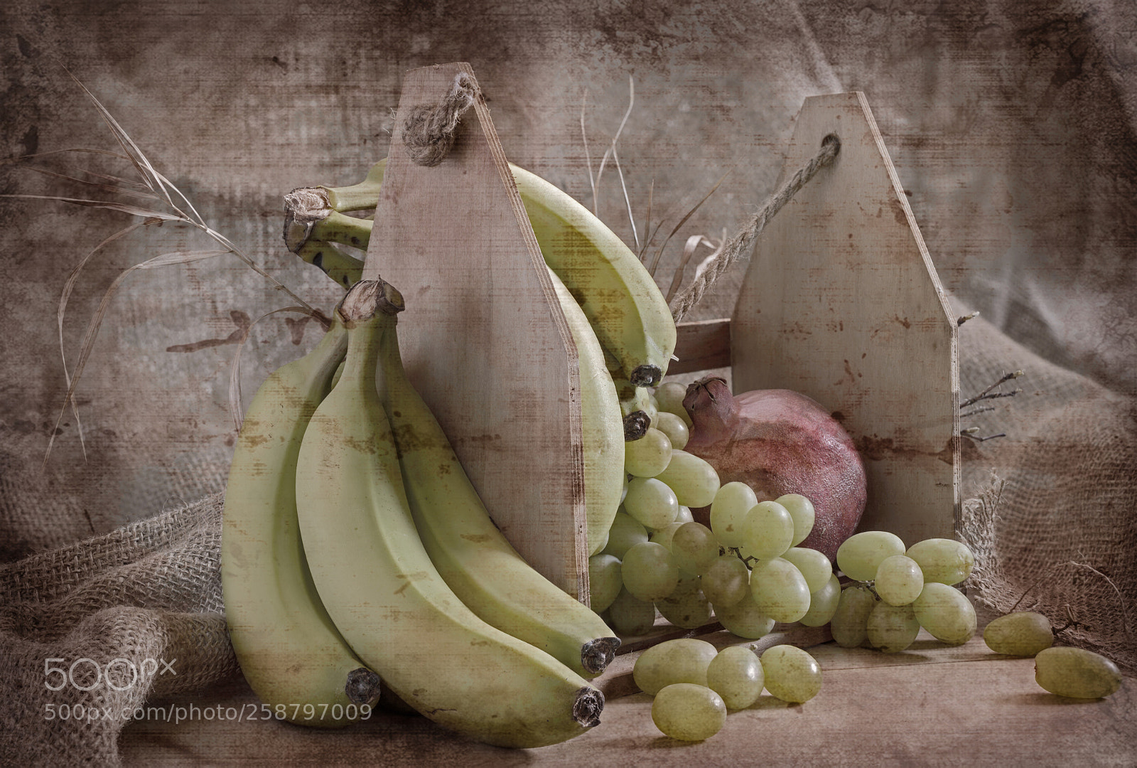 Nikon D610 sample photo. Bananas with grapes, pomegranate photography