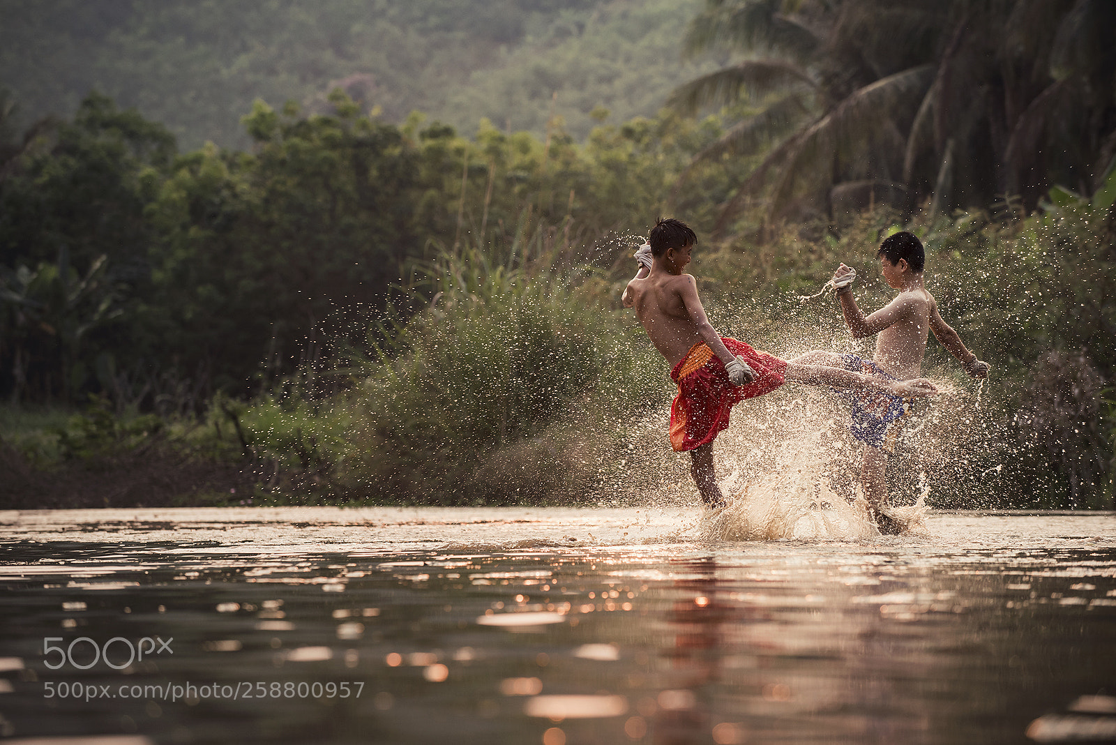 Nikon D750 sample photo. Thai boxing in water photography