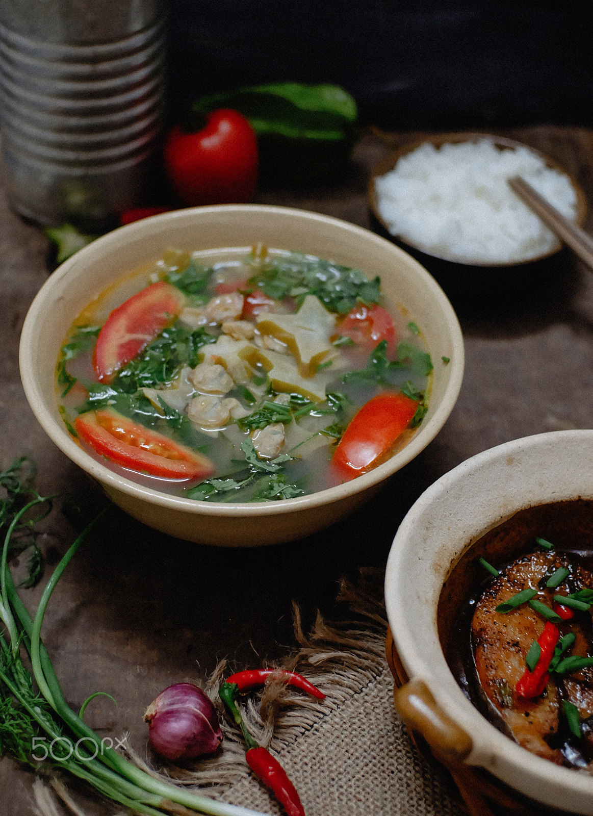 Fujifilm X-A2 sample photo. Vietnamese soup with star fruits photography