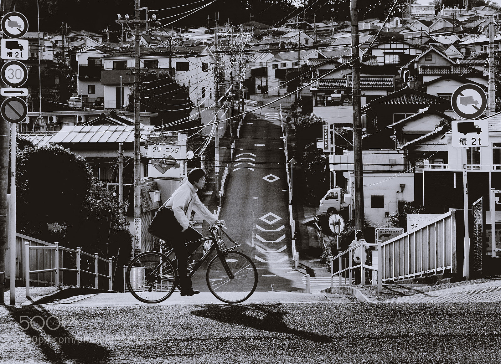 Sony a7 II sample photo. Bike and slope bw photography