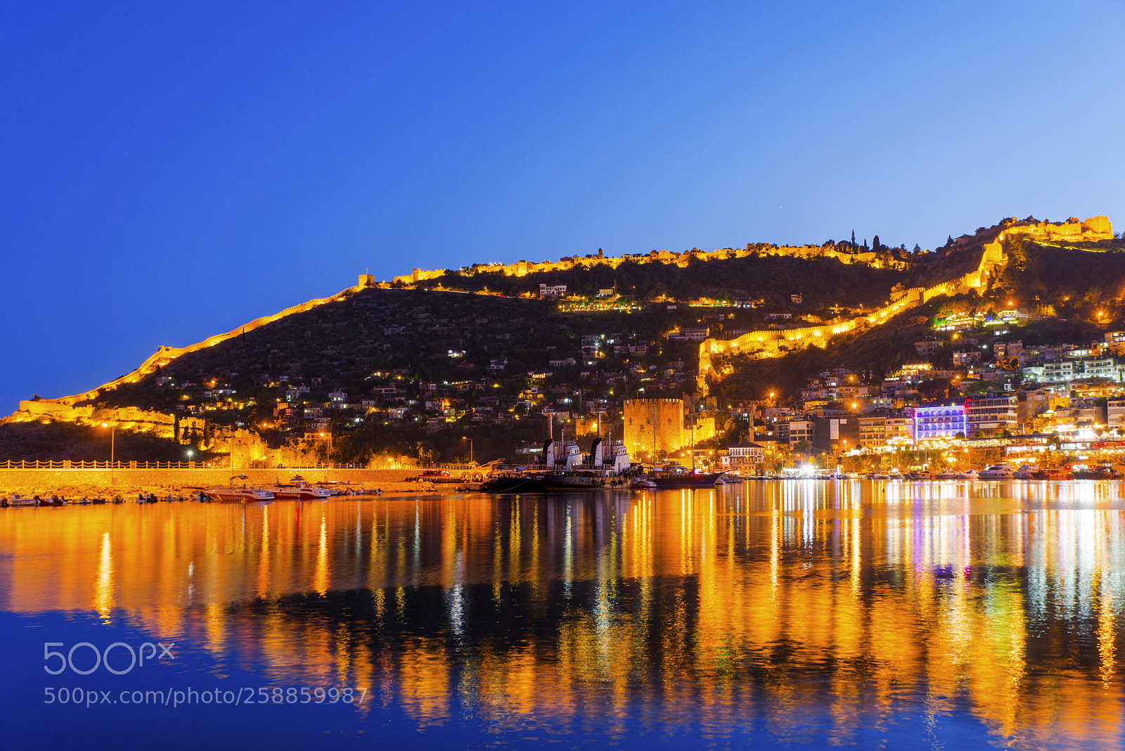 Nikon D610 sample photo. Alanya castle by night photography